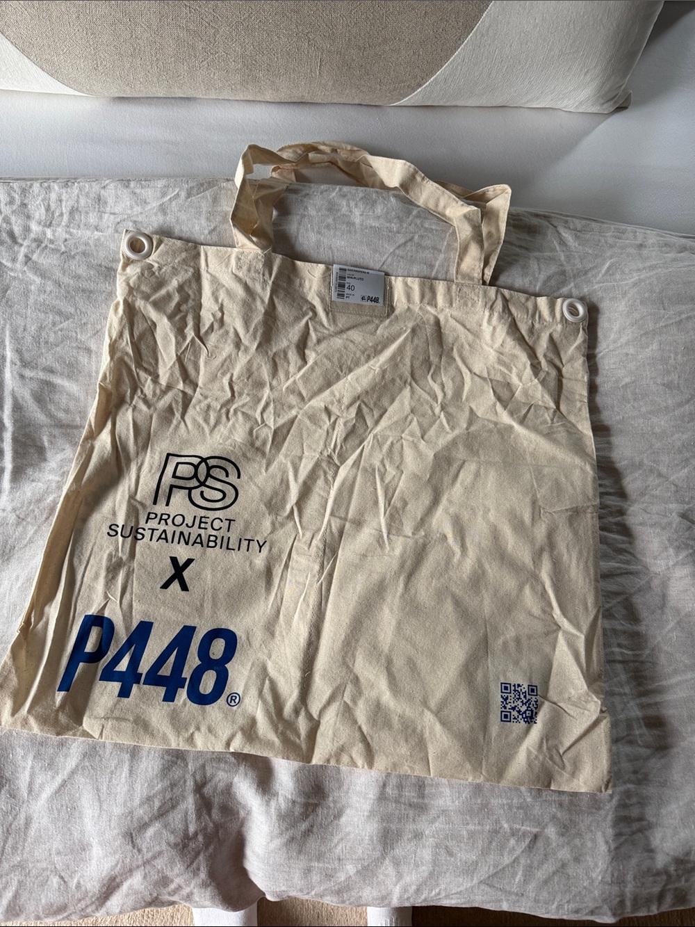 P448 x Project Sustainability Cream Canvas Tote Bag